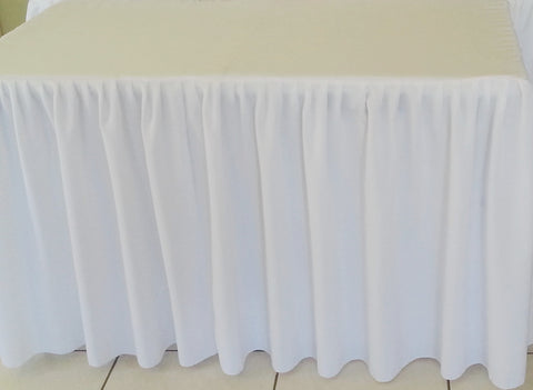 4ft White Gathered Tablecloth