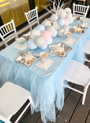 Blue Tulle Tablecloth For Children’s Size Table
