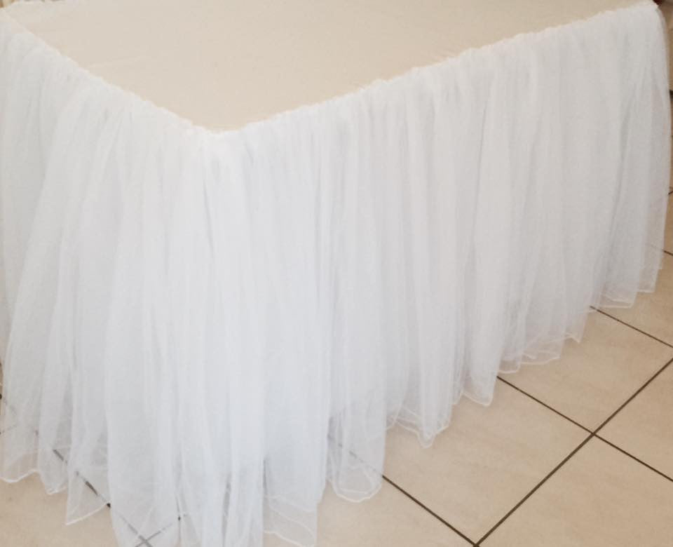 4ft Double Tulle White Tablecloth