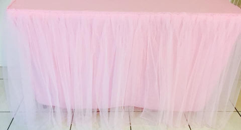 4ft Tulle Pink Tablecloth