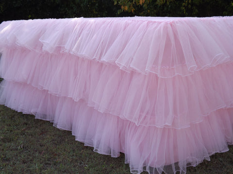 Pink Tulle Ruffled Tablecloth