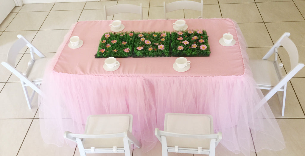 Pink Tulle Tablecloth For Children’s Size Table