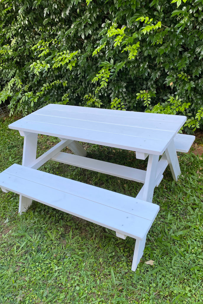 White Picnic Bench Table