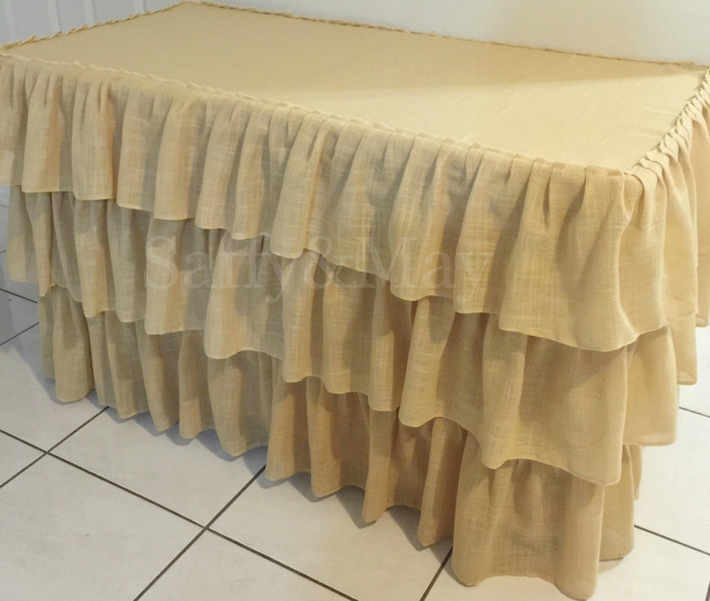 4ft Hessian Ruffled Tablecloth