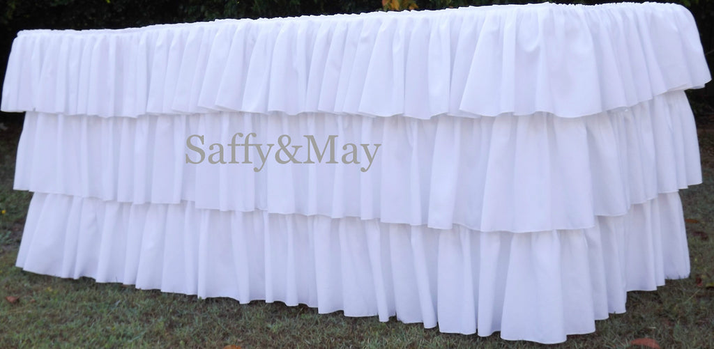 White Ruffled Tablecloth