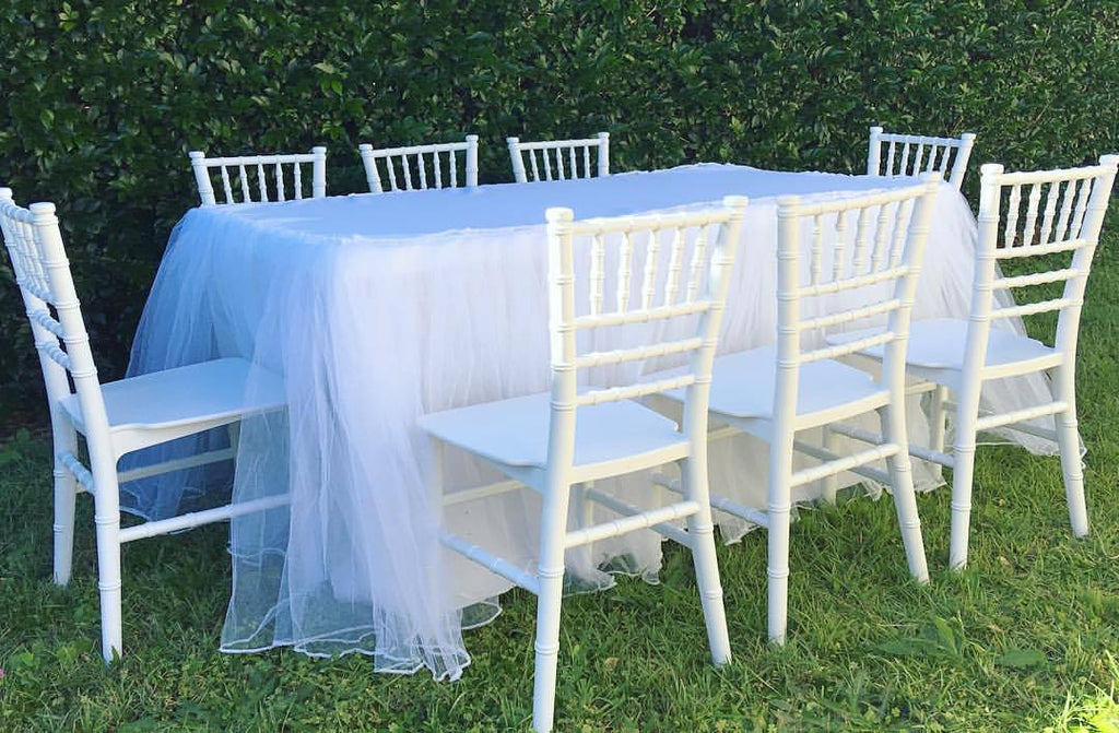 White Tulle Tablecloth For Children’s Size Table